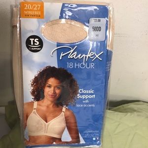 NEW IN PACKAGE PLAYTEX 18 HOUR BRA WIREFREE CLASSIC SUPPORT 50DD BEIGE